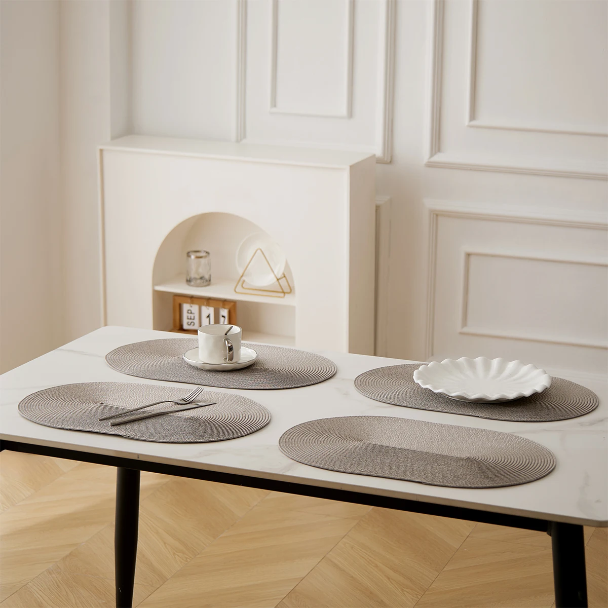 4PCS/6PCS 45x30cm Oval Woven Placemat Nordic Non-slip Coaster Pad Dining Table Mat Tableware Home Kitchen Decor