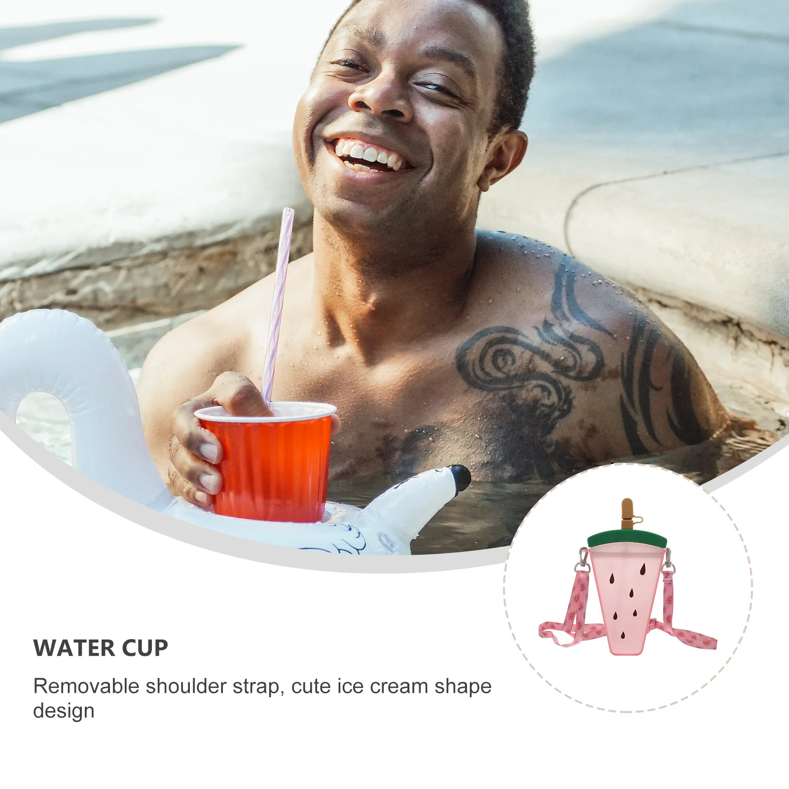 

Straw Cup Adorable Cartoon Design Durable Portable Plastic Drinking Bottle Leakproof With Carry Strap For Kids Outdoor