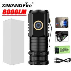 High Power Led Flashlights MINI Torch With 3 LED and Powerful Magnet Self-defense Lamp 5 Lighting Modes Bright Outdoor Lights