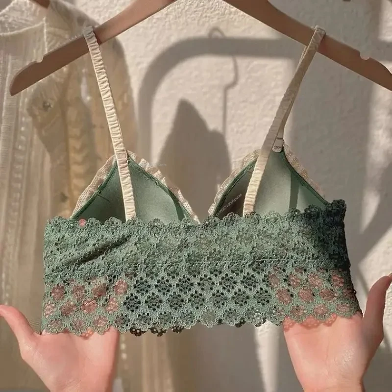 Bra Renda Manis Anak Perempuan Penutup Depan Mode Pakaian Dalam Nyaman Bebas Kawat Bra Wanita Lingerie Sejuk Mulus