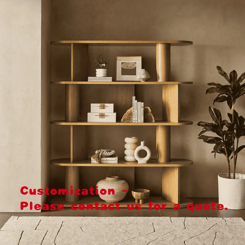 

Полка-витрина из массива дерева в скандинавском стиле для библиотеки, гостиной, офиса, пристенная, напольная, с возможностью индивидуального дизайна, для открытых книг
