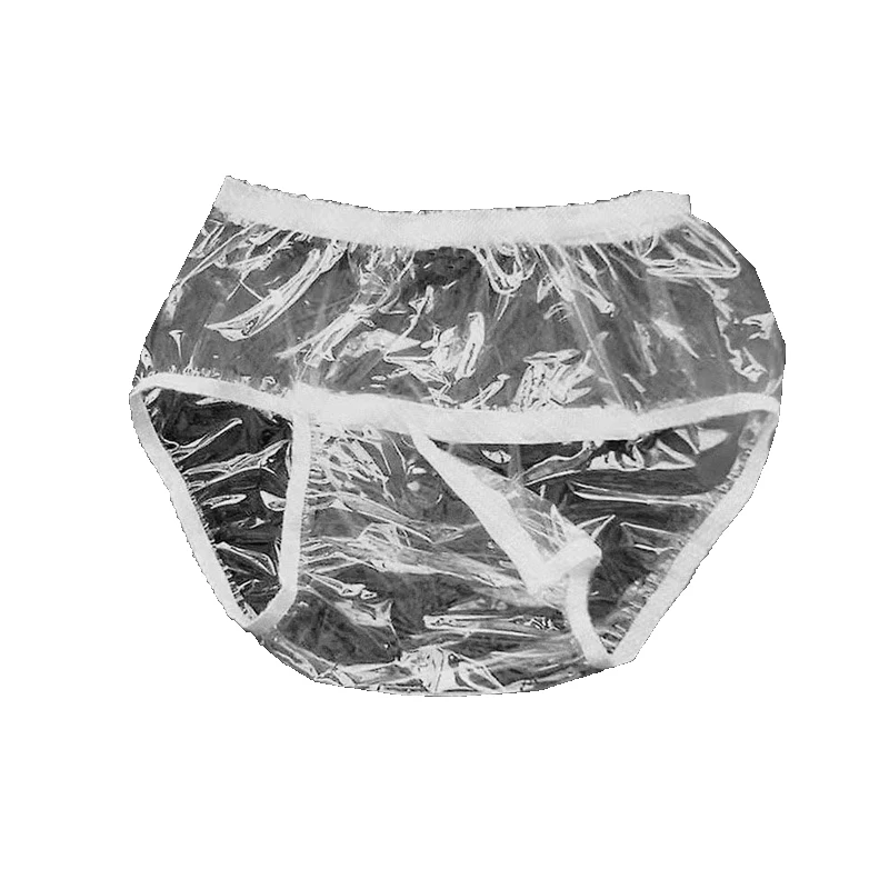 Waterproof Transparent Underpants Adult Sexy Panties PVC Shorts Plastic Clear Bottom Opening Nappies Abdll Diaper Cover