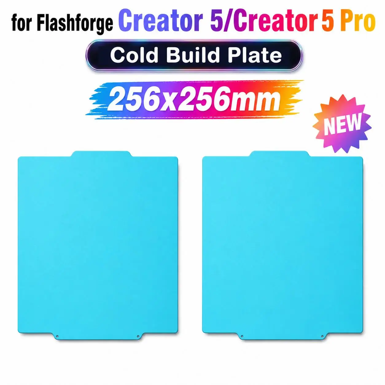 Piastra di Costruzione per Flashforge Creator 5/Creator 5 Pro, Piastra Fredda 256x256mm, Foglio in Acciaio a Molla più Spesso per PLA PETG, Piattaform