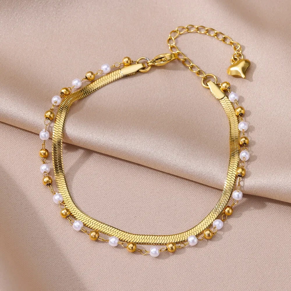 Anklets For Women Summer Beach Accessories Stainless Steel Geometric Chain Anklet Gold Color Leg Bracelets Bodychain Gifts