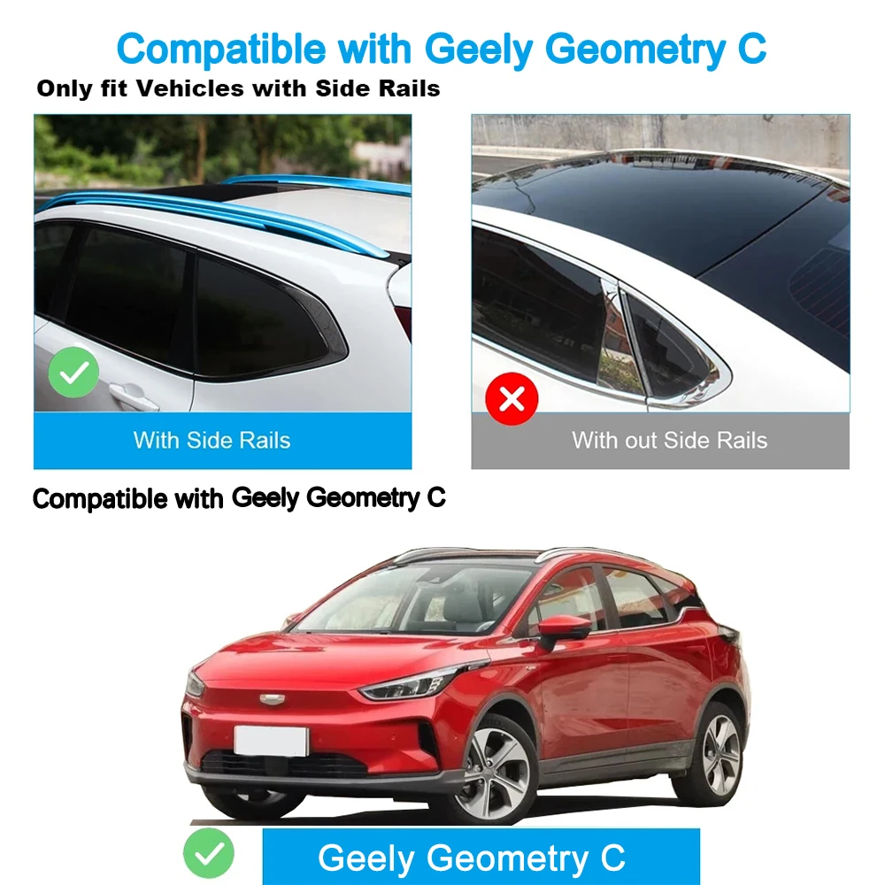 2Pcs Roof bars For Geely Geometry C Aluminum Alloy Side Bars Cross Rails Roof Rack Luggage