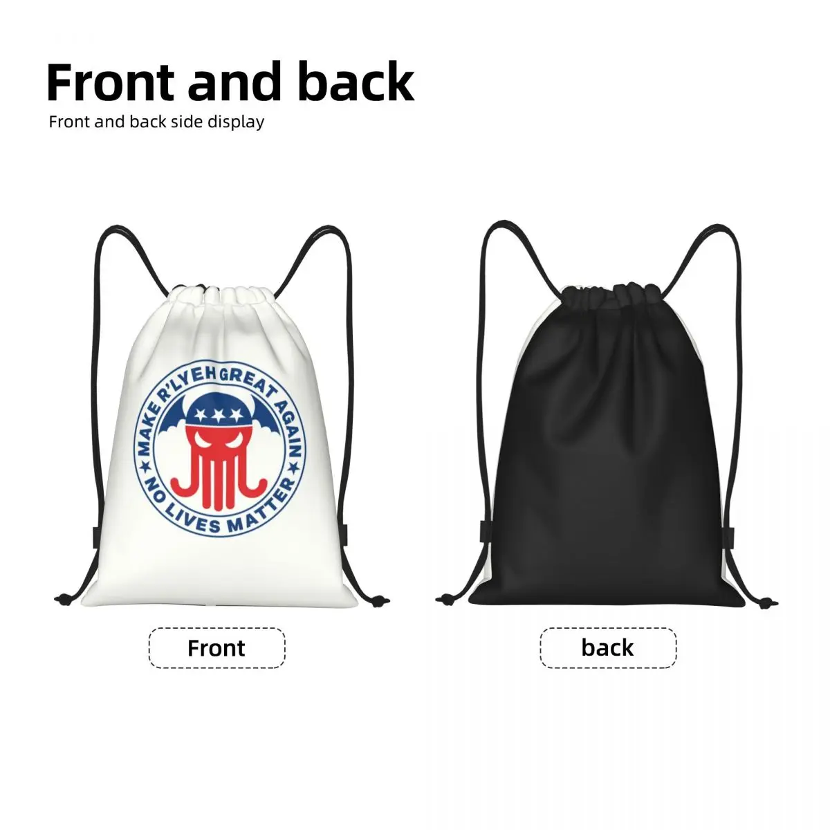 Cthulhu Make R'lyeh Great Again No Lives Matter Drawstring Backpack Sports Gym Bag for Women Men Shopping Sackpack