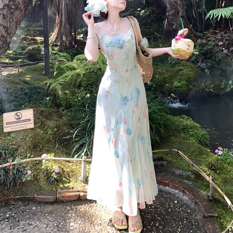 فستان كاواي سويت Y2k ياباني ميدي للنساء من الدانتيل بتصميم زهور فساتين كلاسيكية فرنسية أنيقة للحفلات المسائية #2