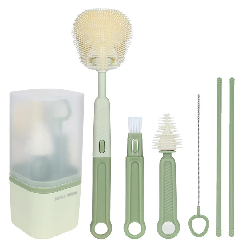 A19Q-Silicone Child Cup Brush Set Includes Child Bottle Brush Nipple Brush Wait Family Friendly Portable