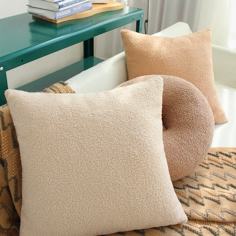 Soft Teddy Plush Cushion Cover Ins Tender Home Decor Throw Pillow Cover For Sofa Living Room Pillowcase Multi-Size Funda Cojin