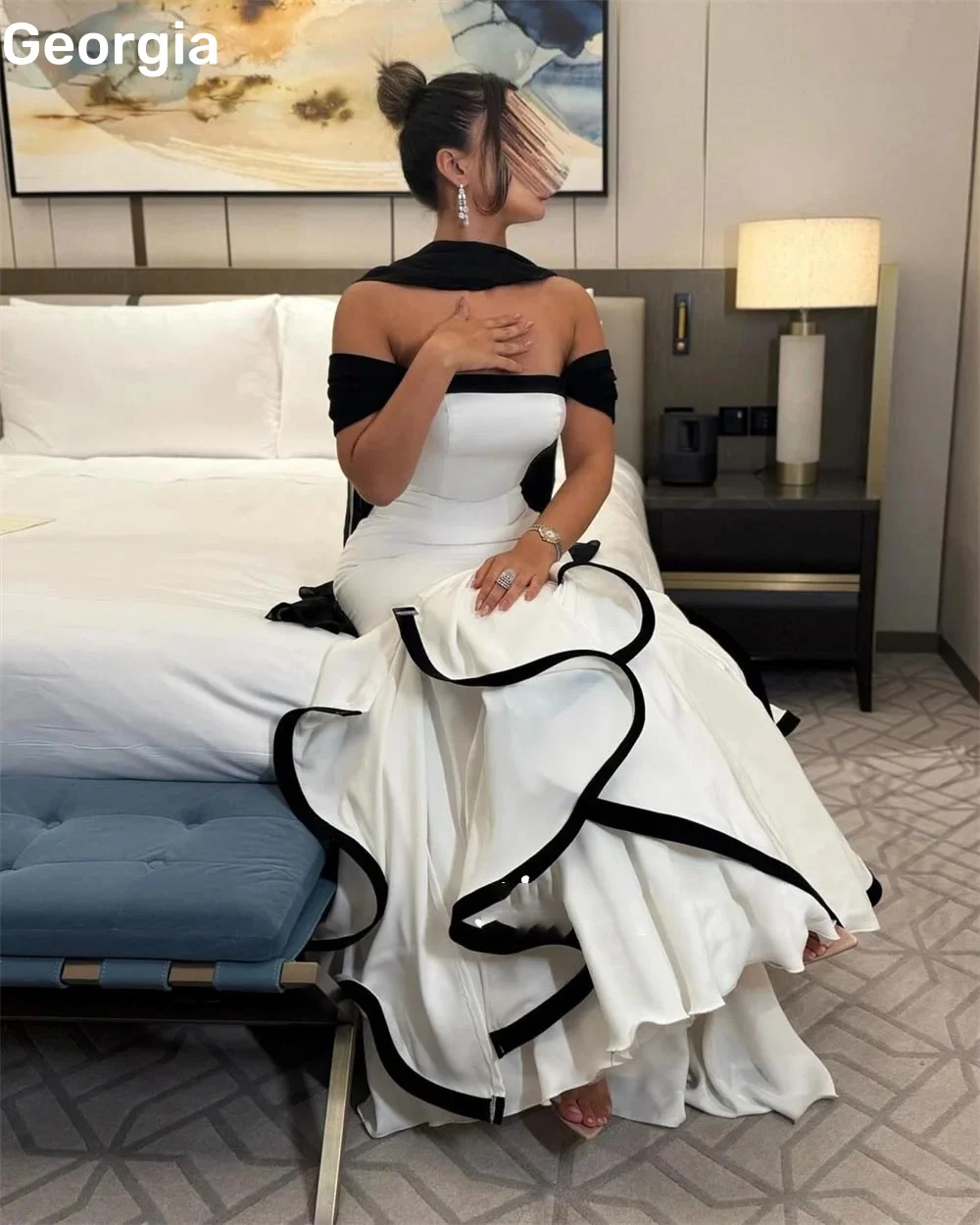 

Birthday Dresses Luxury Customized Mermaid Off-The-Shoulder Neckline Cocktail Dresses Floor-Length Ruffle Zipper Up فستان حفلات