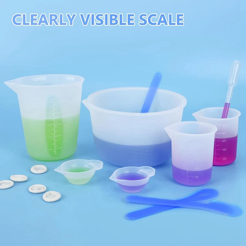 Silicone Measuring Cups For Resin, Resin Supplies With 600ML&250ML+ 100ML Silicone Cups, Resin Mixing Cups