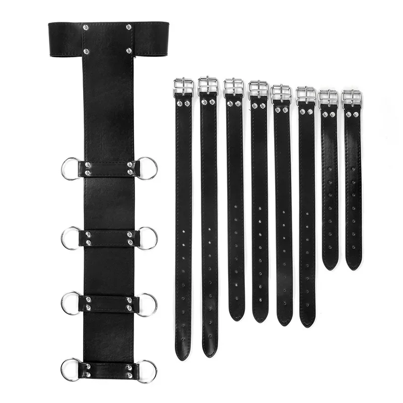 Bdsm Bondage Black Belt Full Body Leather Restraint Straps Hand Behind Back Bondage Arm Body Binder Glove Sleeves Sex Bandage