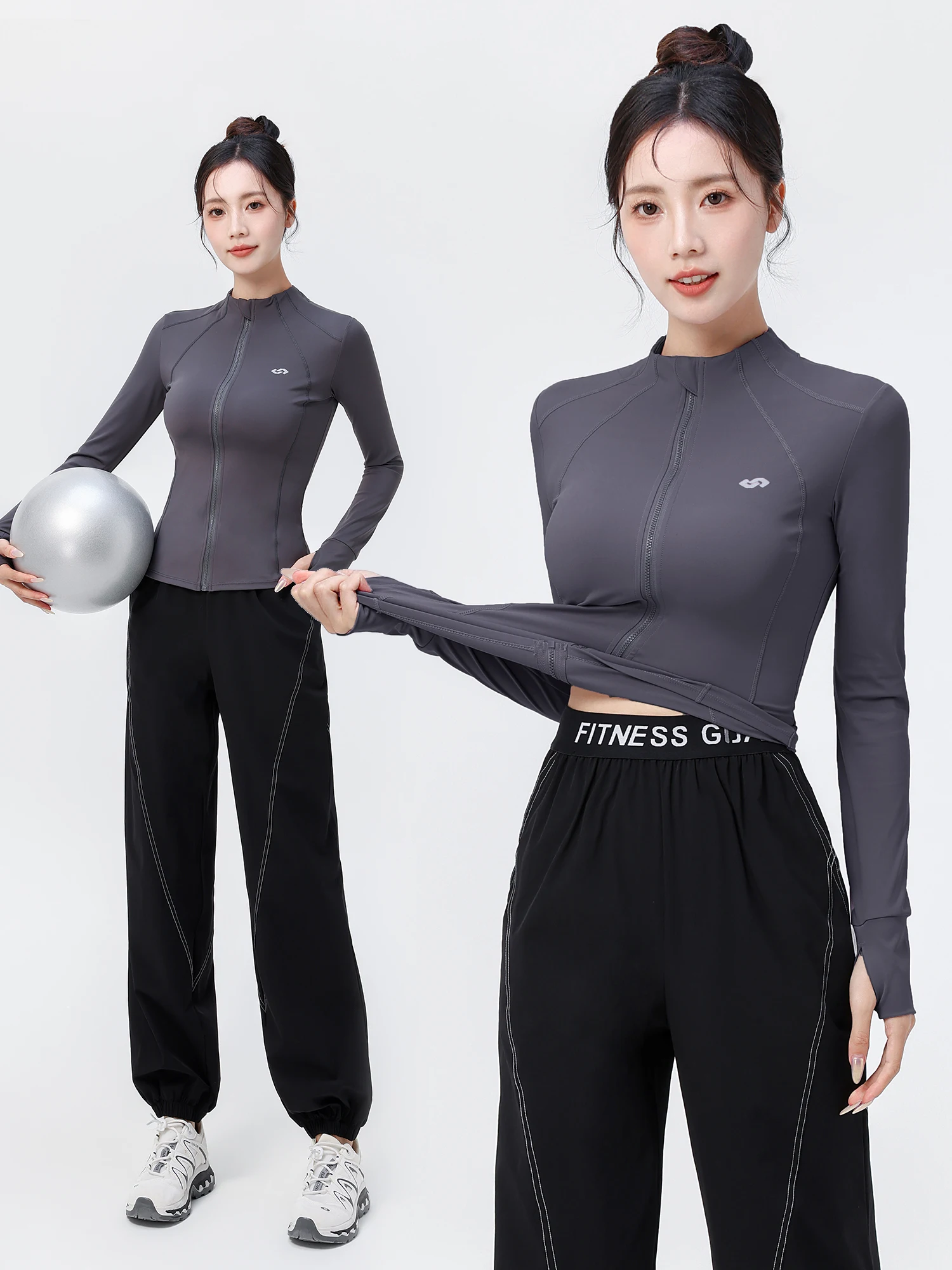 

Женская зимняя одежда для бега и фитнеса, дышащая, быстросохнущая, с длинными рукавами, для альпинизма и пешего туризма, спортивная одежда, брюки с высокой талией