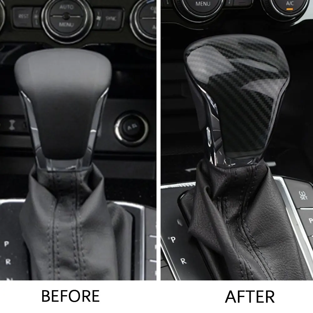 Car Gear Head Shift Knob Cover Trim for Volkswagen VW Tiguan MK2 2017 - 2020 2021 LHD Decorative Sticker Interior Accessories