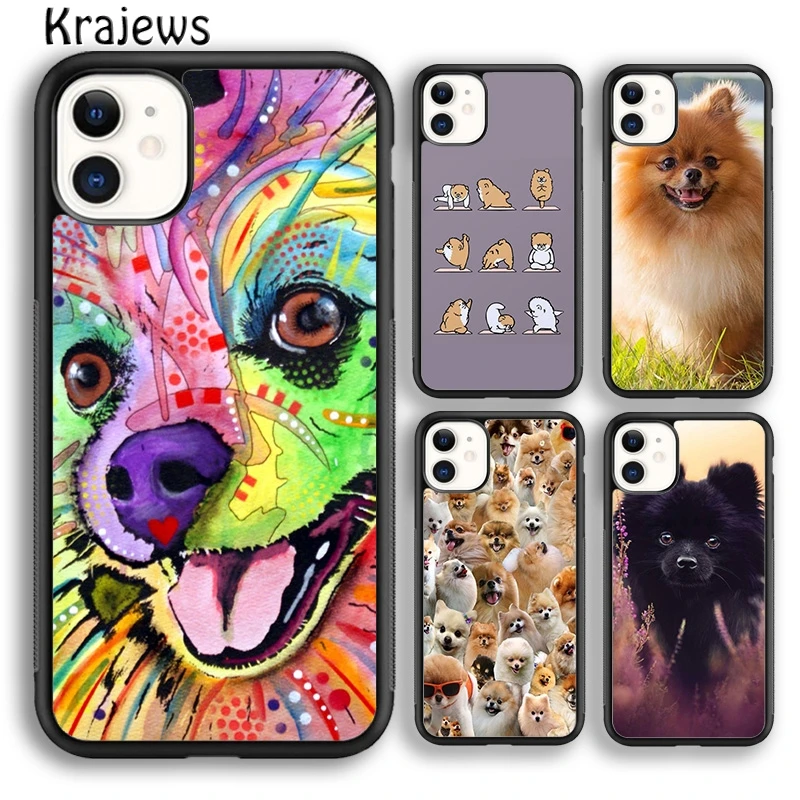 Krajews Pomeranian puppy dog Phone Case Cover For iPhone 16 15 14 plus XS XR 11 12 mini 13 pro max coque Shell Fundas