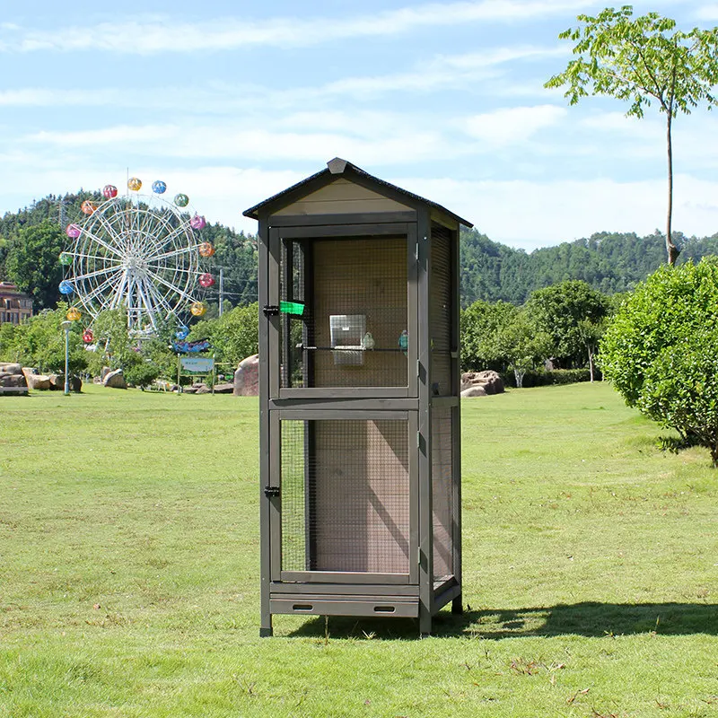 

New Wooden Parrot Cage, Tiger Skin and Phoenix Special Peony Live Bird Cage, Breeding Bird Home Luxury Villa