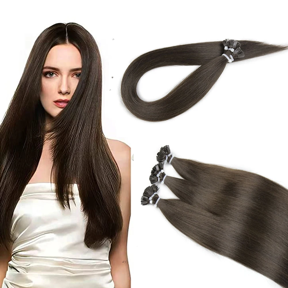 

100% Virgin Russian Hair Double Drawn Italian Keratin Top Quality Human Hair Extensions Flat Tip Hair Dark Color 2 100gpc