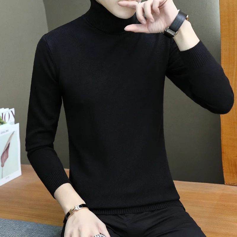 Autumn Winter Wool Turtleneck Sweater Men Warm Knitted Solid Pullovers Men\'s Slim Fit Casual Turtleneck Knitwear Man Sweaters