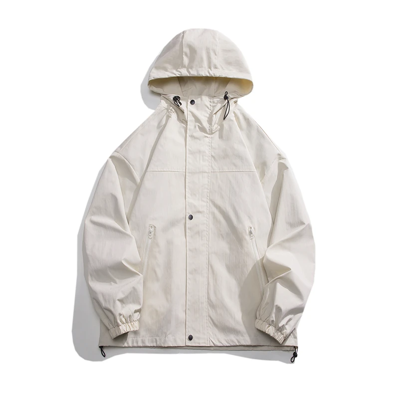 

Spring Autumn Men Korean Hooded Jacket Men Bomber Jacket Mens Waterproof Windbreakers Zippers Coats Loose Casual Cargo Outwear