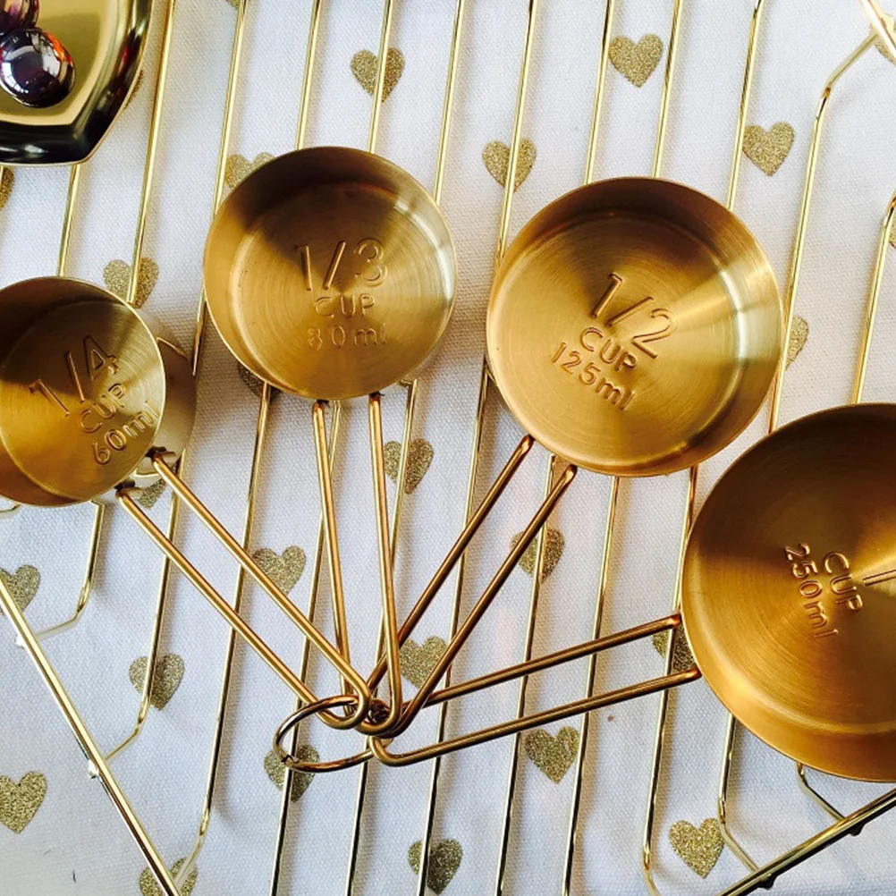 

4PCS Stainless Steel Measuring Spoon Golden Measuring Cups Kitchen Baking Utensils Multi-purpose Spoon for Home Use (Golden)