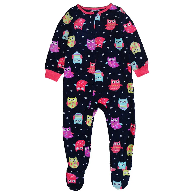 Autumn and winter children's smooth fleece hanie men and girls pajamas baby ridiculous clothes to increase the code package feet