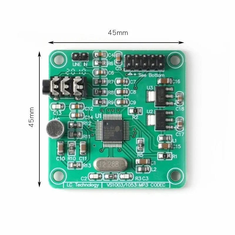 VS1003B VS1053 MP3 decoding module, microphone head, STM32 microcontroller development board accessories