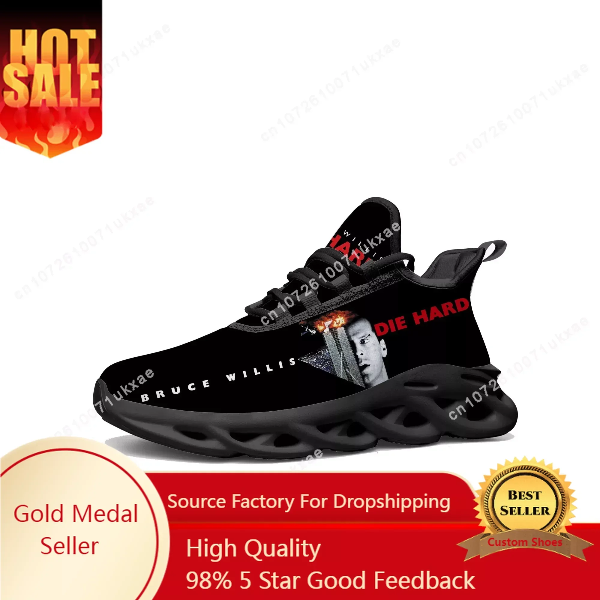 

Die Hard Bruce Willis Flats Sneakers Mens Womens Sports Shoes High Quality Sneaker Lace Up Mesh Footwear custom made Shoe