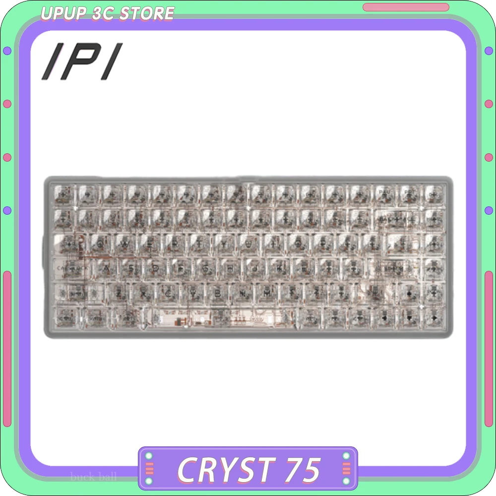 

IPI Cryst 75 Mechanical Keyboard Full Transparent RGB Gaming Keyboard Single Mode Hot Swap Weried Hot Swap 84 Key Pc Gamer Gifts