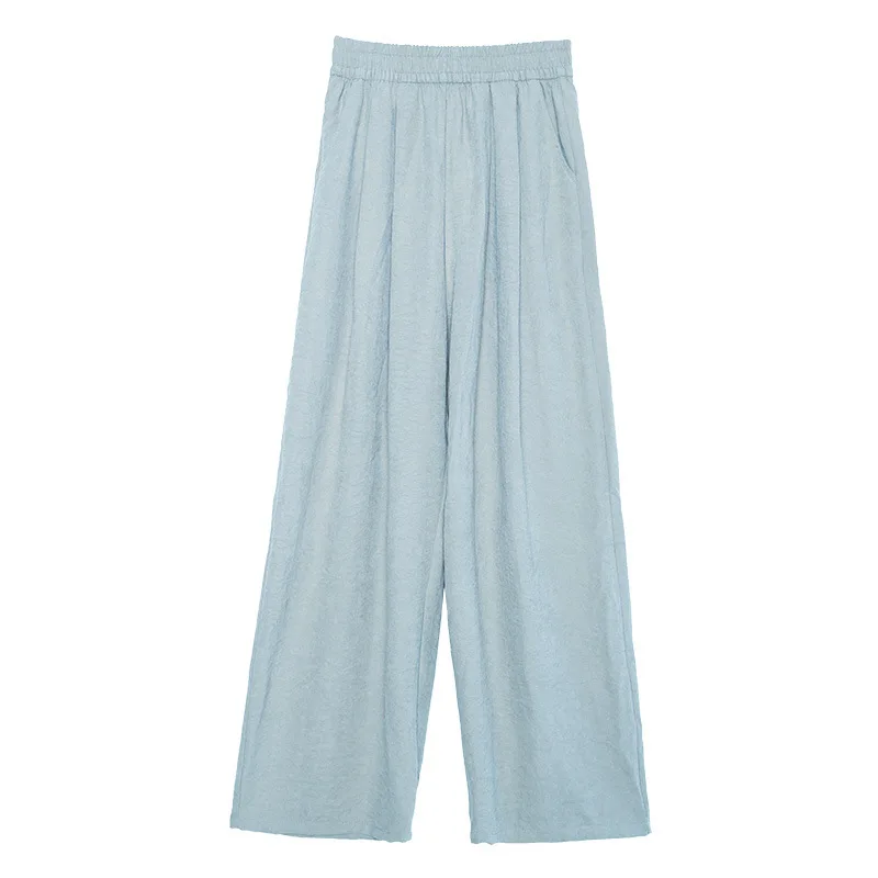 

White Women Spring 2025 New High Waist Draping Straight-tube Casual Loose Wide-leg Pants