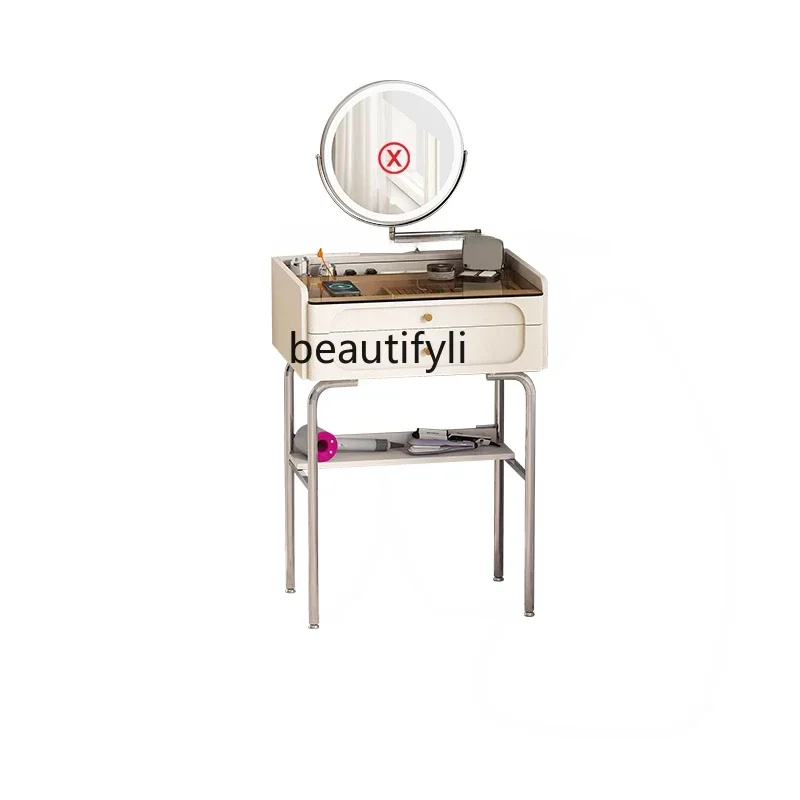 E153  Cream Makeup Table Dresser Small Apartment Bedroom 50cm Ultra Narrow Dresser home decor