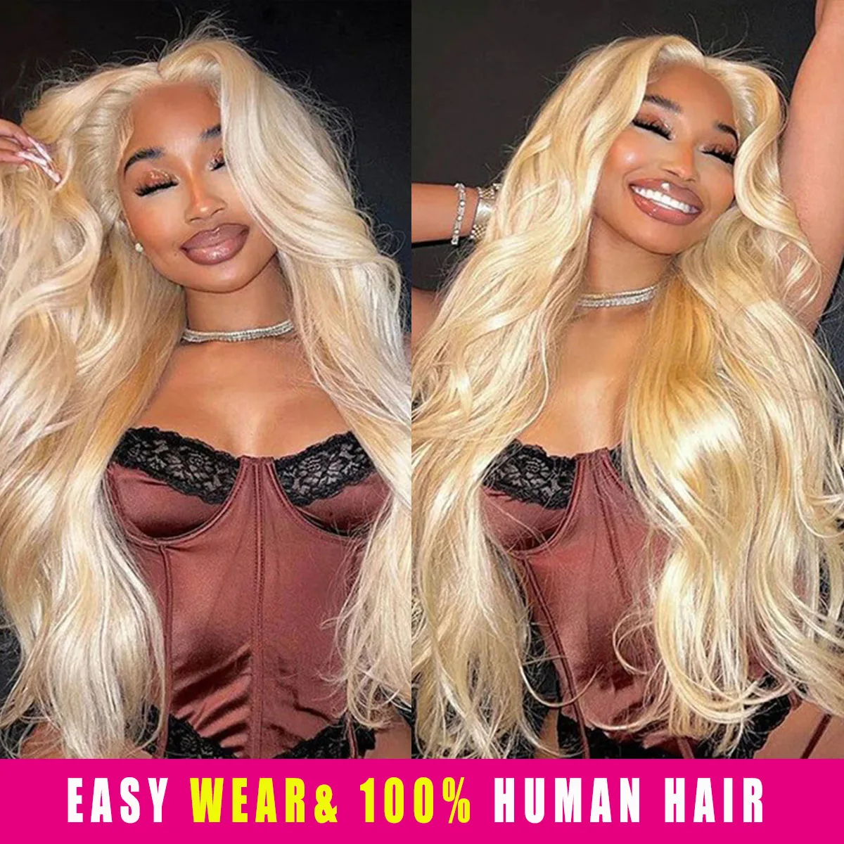

42 Inch 613 Blonde Body Wave 250 Density Hd Transparent Lace Front Wig 13x6 Human Hair Pre Plucked Frontal Wigs For Black Women