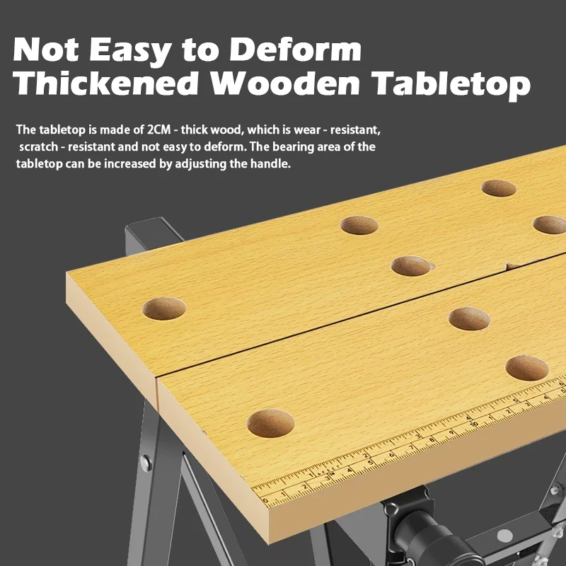 Multi Adjustable Workbench Woodworking Hardwood Work Bench for Workshop DIY Office Home Use Woodworking Worktable