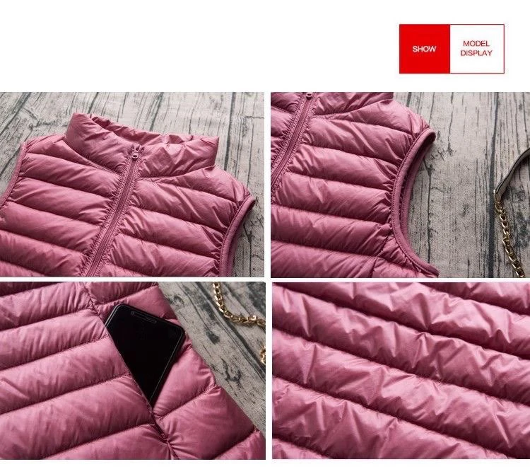 Spring Autumn Women Lightweight Puffer Jacket White Duck Down Vest Warm Winter Slim Sleeveless Waistcoat Female Portable Outwear