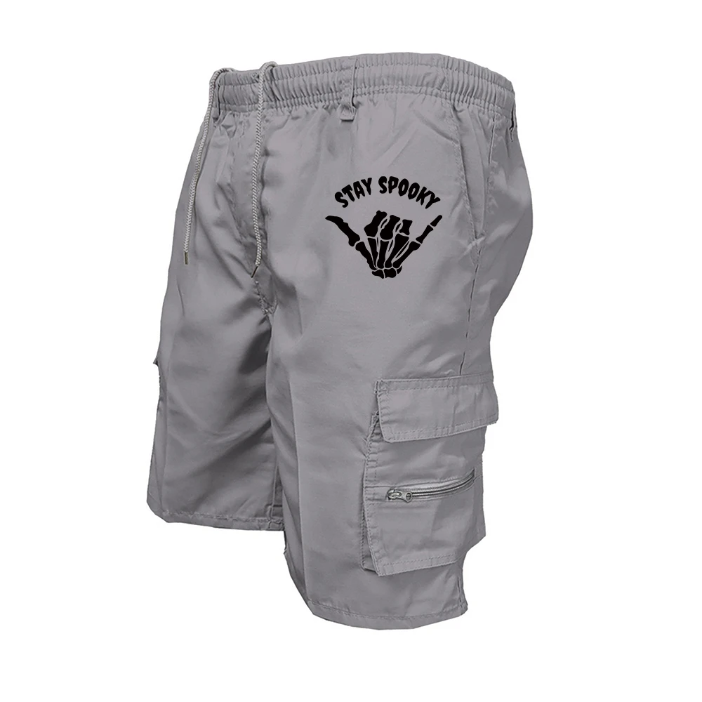 Men's Creative Printed Cargo Shorts Elastic Waistband Shorts With Side Pockets Suitable For Summer Outdoor Runmning Sports