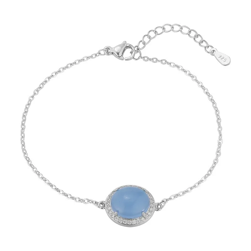 PANJBJ – Bracelet en argent Sterling 925 pour femmes, cristal bleu, Zircon, minimaliste, décontracté, tempérament polyvalent, bijoux cadeau, livraison directe