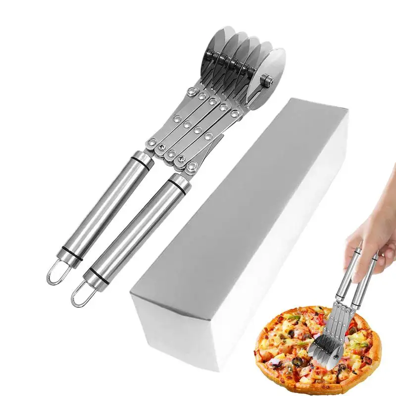 

3/5 Wheels Retractable multi-wheel knife Stainless Steel Pizza Slicer With Handle Dough Divider Knife Flexible Pizza Slicer Tool