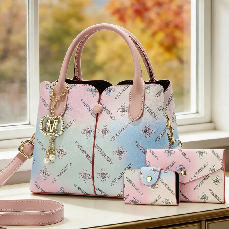 Gradient Women's Three-piece Set Bag, Women's Shoulder and Crossbody Bag, Suitable for Multiple Occasions, Festival Gift view 3