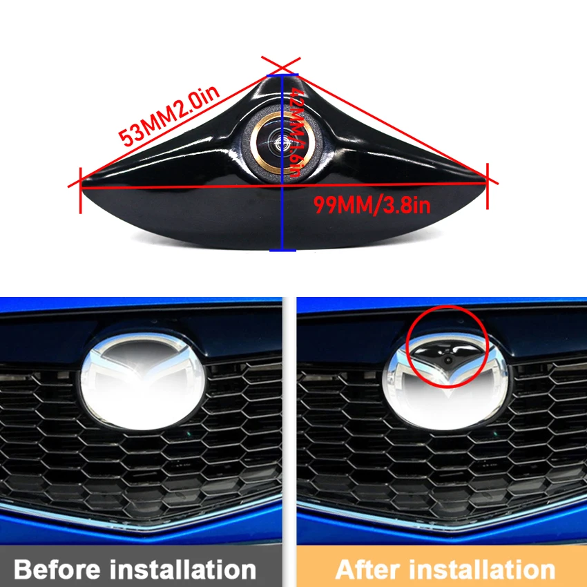 1920*1080P AHD 170deg fisheye Car Front View Vehicle Logo Camera For Mazda CX-5 2013 2014 Brand Mark Camera HD CVBS Wide Angle