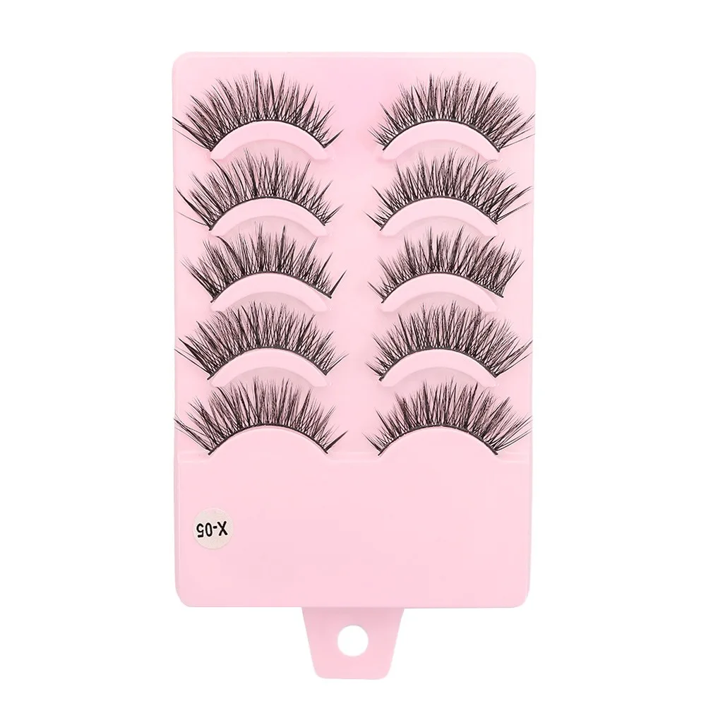 5 paar Hot Piekerige Manga Wimpers Uitlopende Zachte Faux Nertsen Wimpers Pop Spike Natte Wimper Oogmake-up