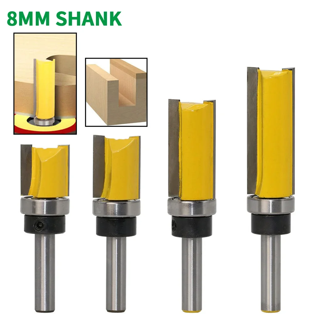 1PC 8MM Shank Milling Cutter Wood Carving Template Trim Hinge Mortising Router Bit Straight End Mill Trimmer Cleaning Flush Trim