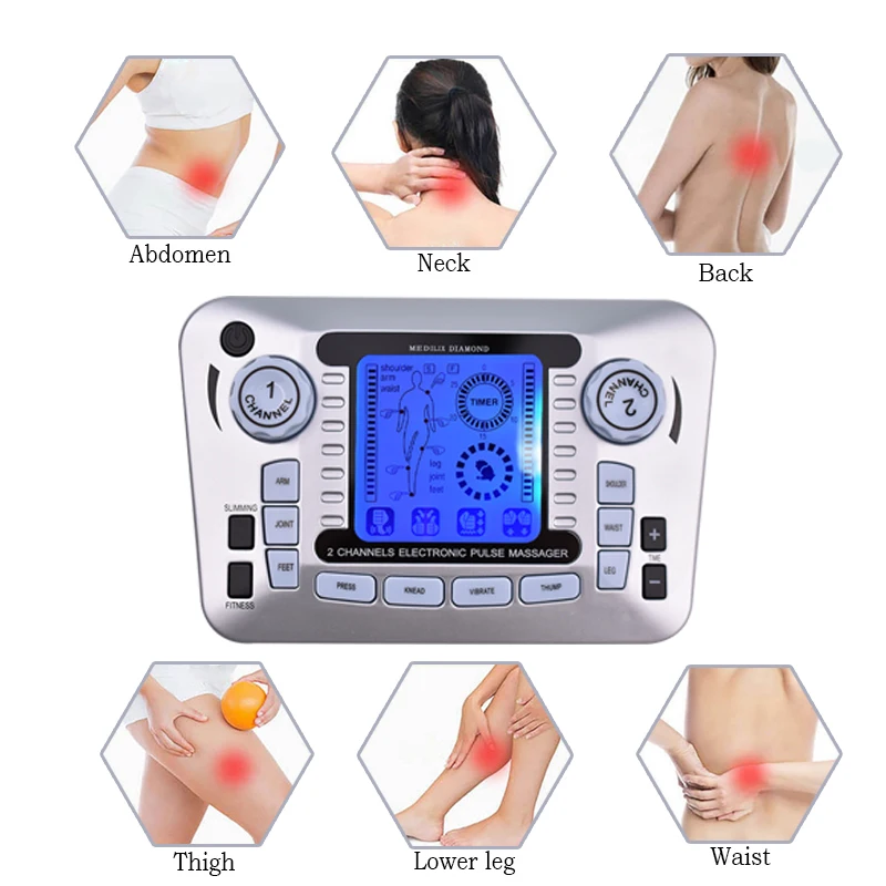 Tens Pulse Massager Ems Electrical Muscle Stimulator Acupuncture Low Frequency Physiotherapy Machine Fat Burner Pain Relief