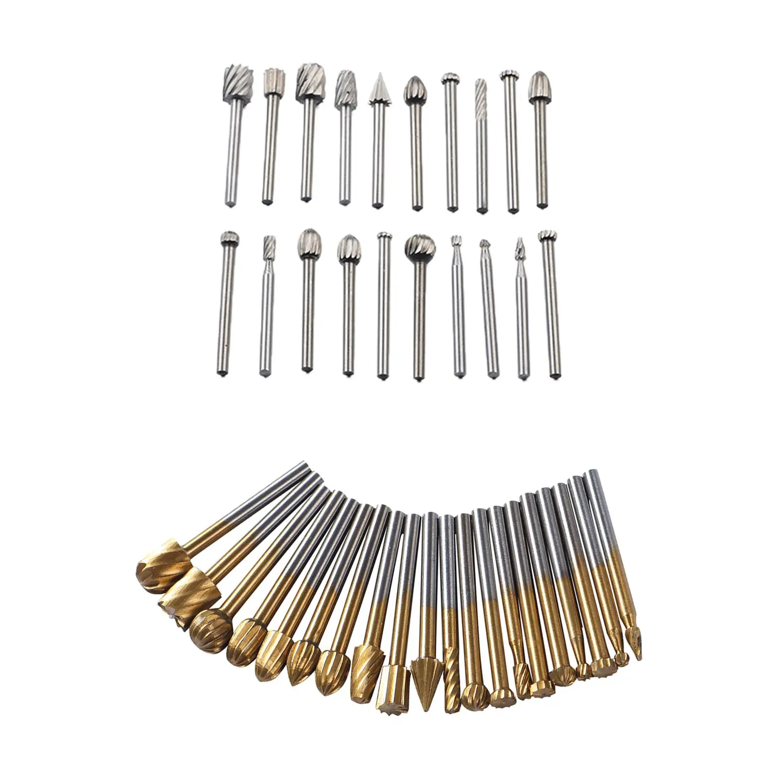 20Pcs Rotary Drill Set Drilling engraver wood carving bits 3.1mm shanks, Metal Grinding Rasp Drill for Drilling Jewelries Glass