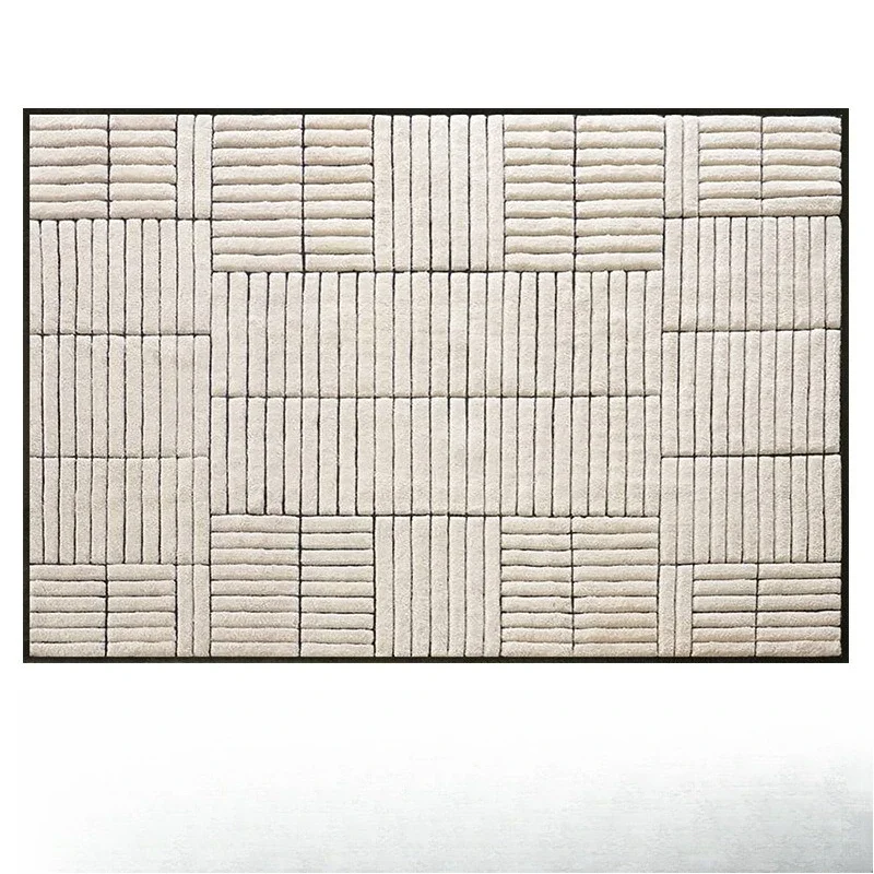 Moderne, français, tapis, salon, couverture de table basse, noir et blanc, Premium