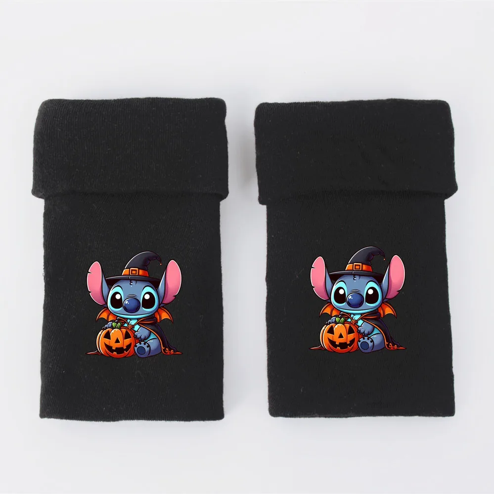 Nuevos productos de otoño e invierno de Disney, guantes negros cálidos y rizados de medio dedo periféricos Hallowmas Stilt para hombres y mujeres