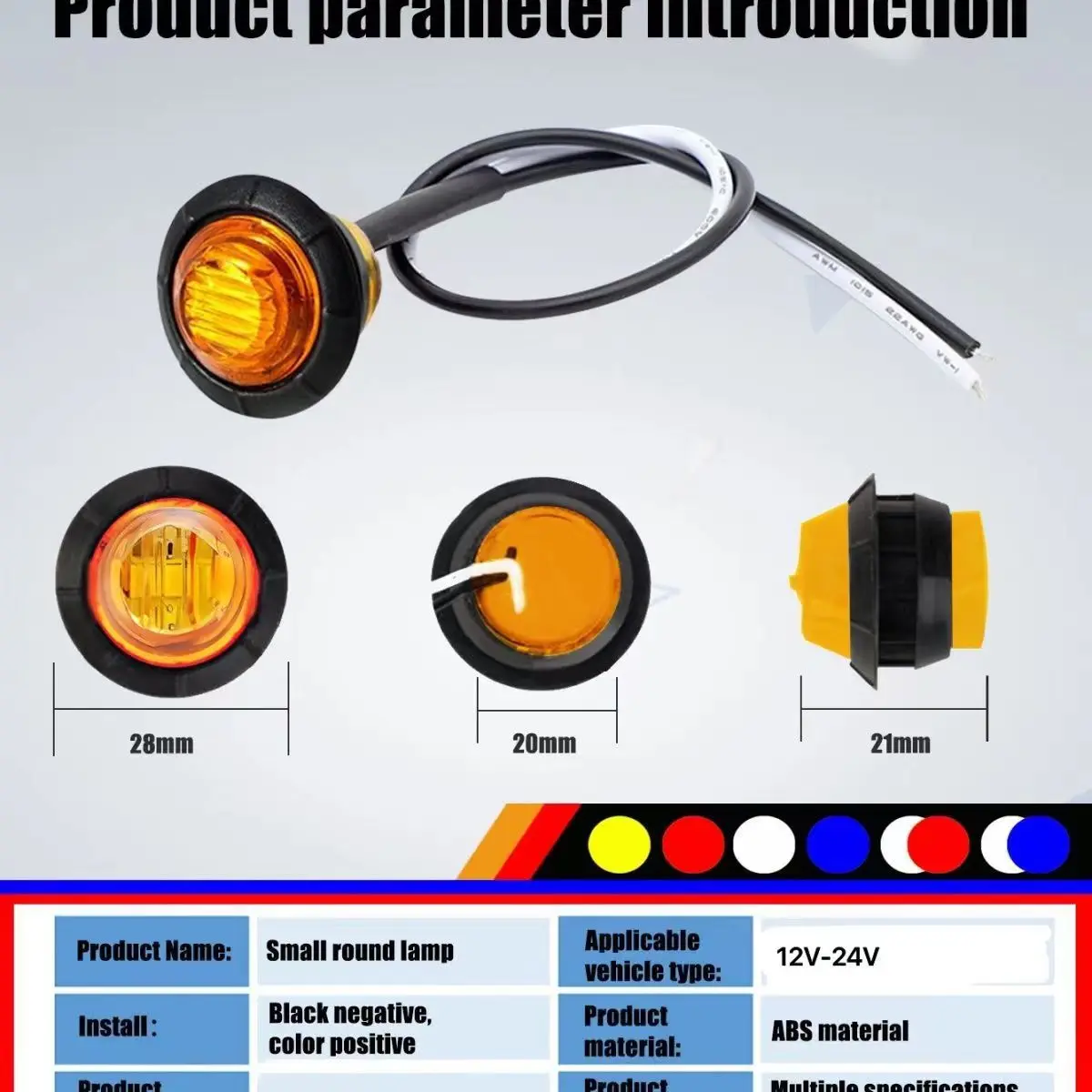 3/4 Inch Round LED Side Marker Lights Clearance Front Rear Signal Indicators Light For Truck Trailer Boat Turn Signal Lamp