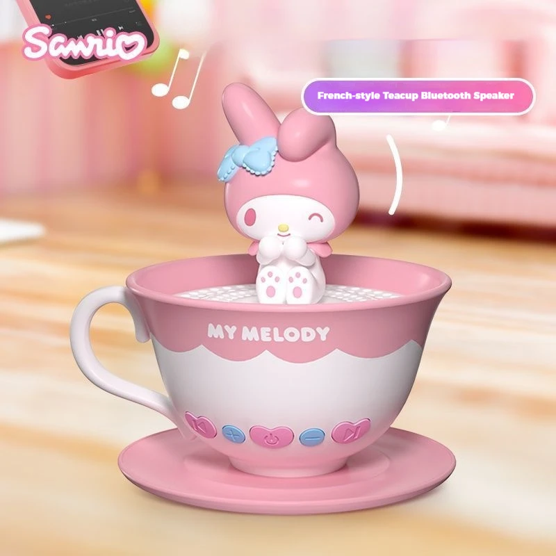 Anime Cartoon Kuromi Cinnamoroll French Tea Cup Bluetooth Speaker Cute Cartoon Ornament 1200mAh Portable Speaker Surprise Gift
