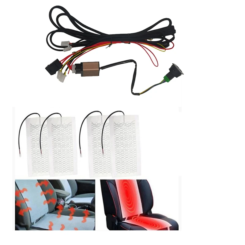 

Car Seat Heater Car Seat Heat Pads Kit Universal Carbon Fiber Digital Display Switch+Wiring Harness