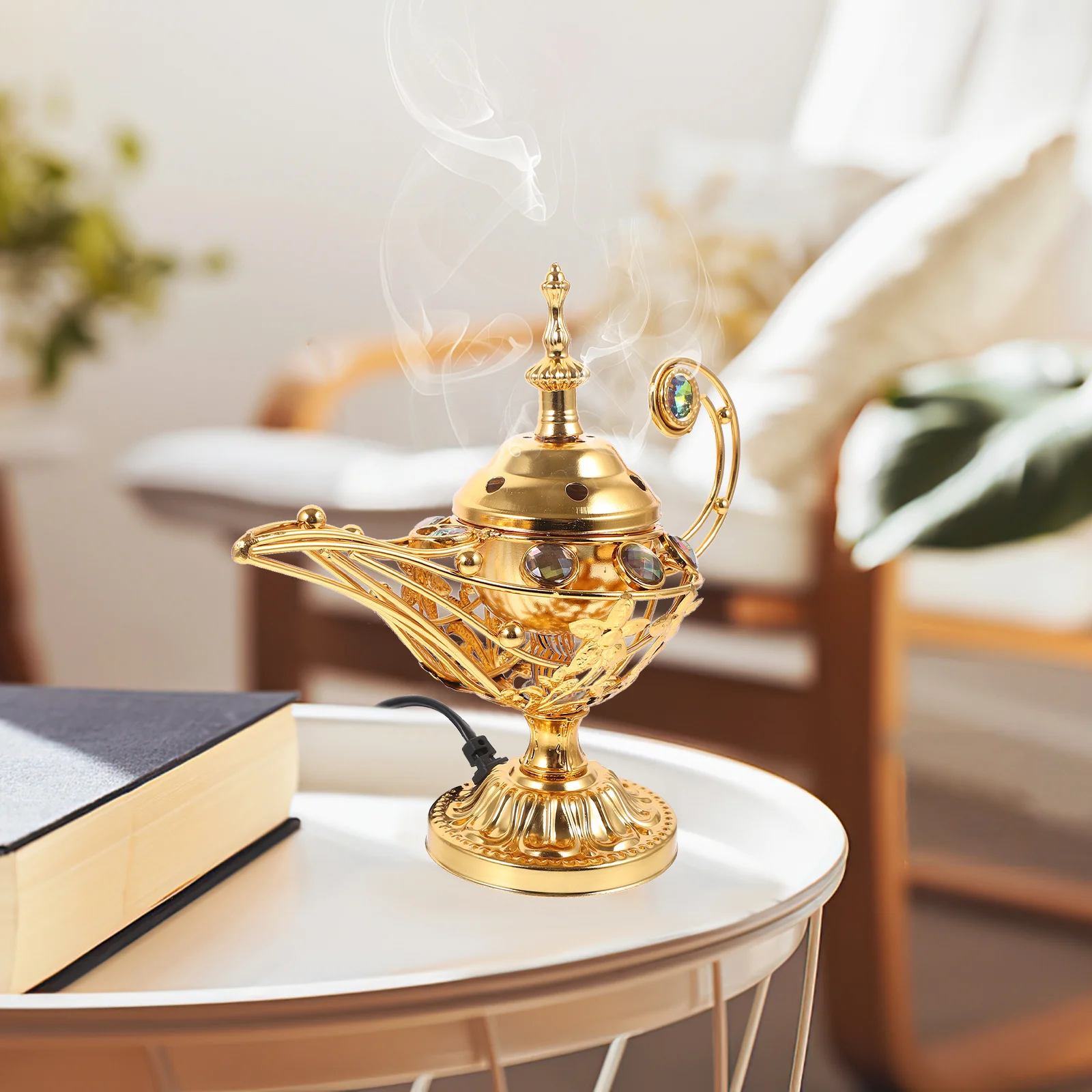 

Electric Incense Burner Middle Eastern Style Tabletop Portable Censer Decorative Aromatherapy Burner Relaxation Aid