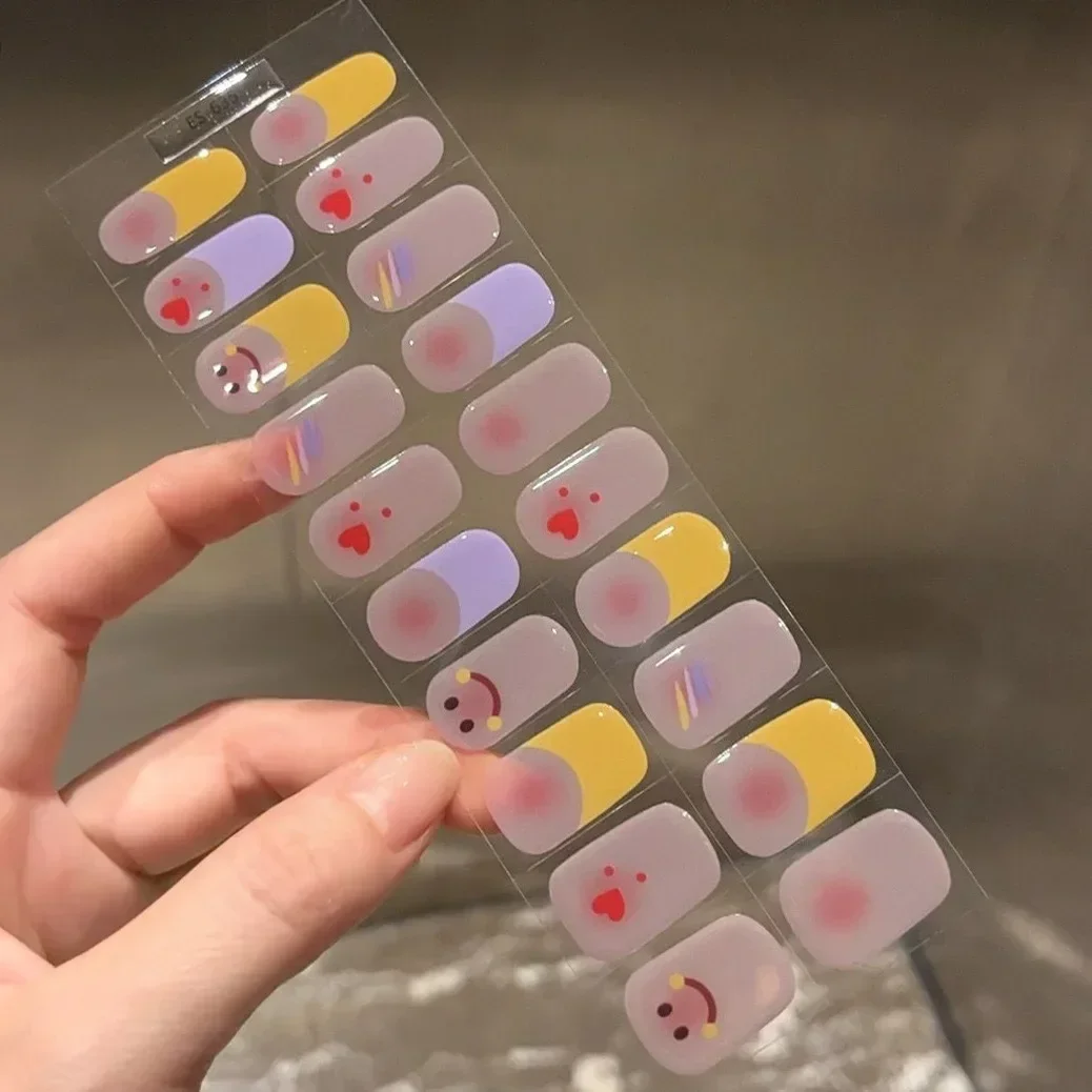 20 نصائح نقية بيضاء/أسود/عارية شبه معالجة هلام مسمار ملصقات طويلة الأمد كريم مسمار شرائط التصحيح المنزلق الأشعة فوق البنفسجية مصباح شفاء مائي