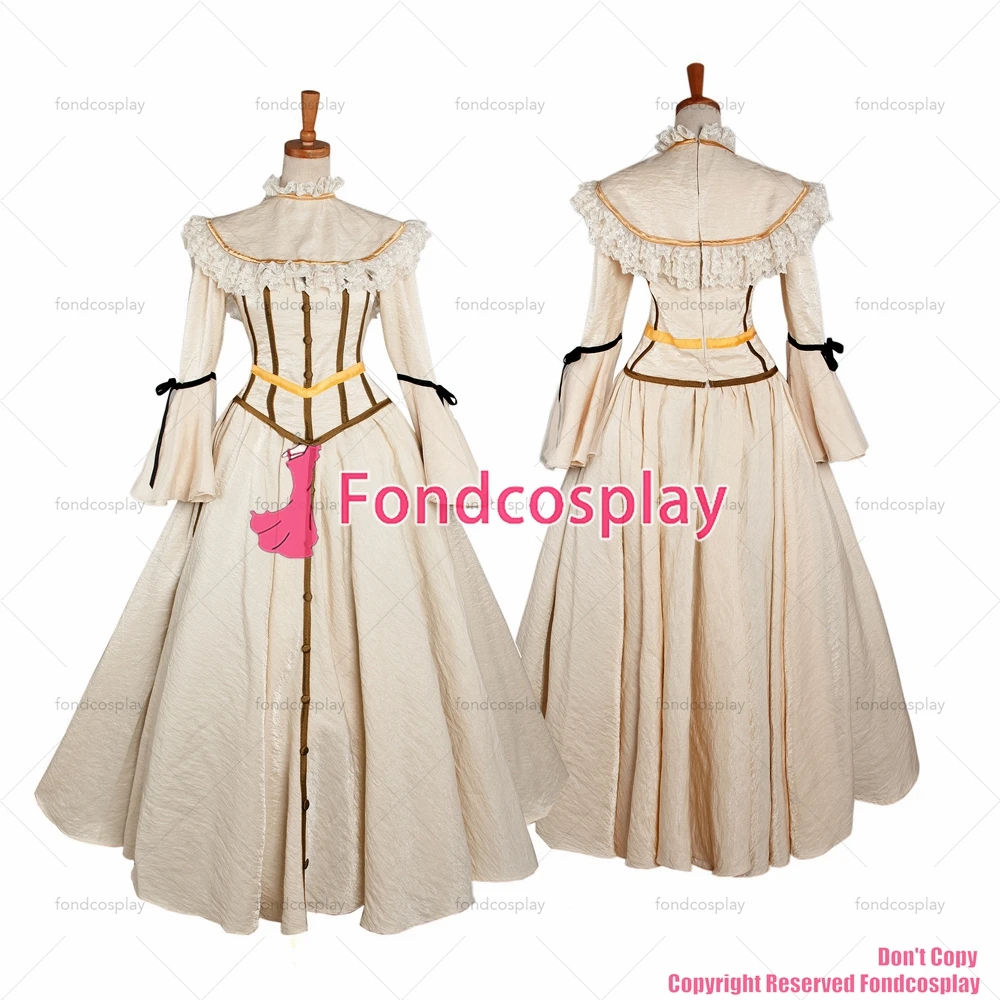 fondcosplay Beige Gothic Punk champagne Dress Medieval Victorian Rococo Gown Cosplay Costume Custom-made[G1168]